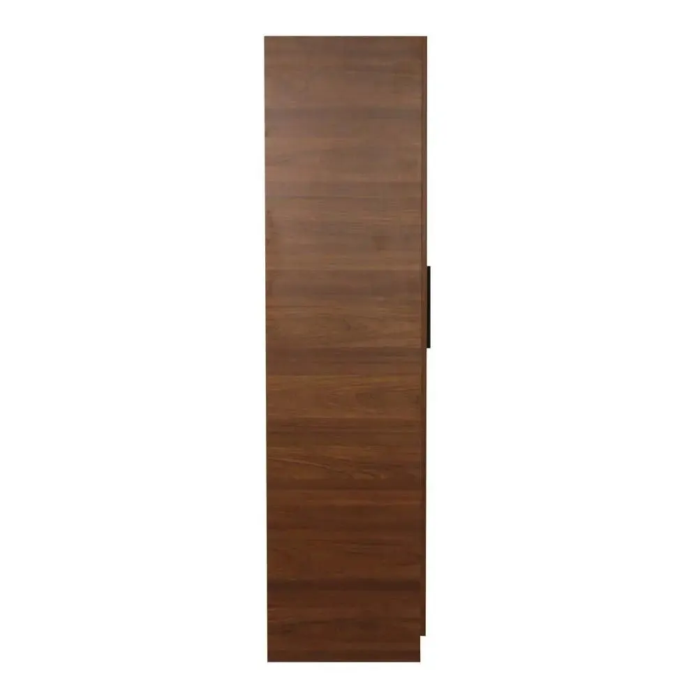 Teak Engineered Wood 3 Door Mirror Wardrobe