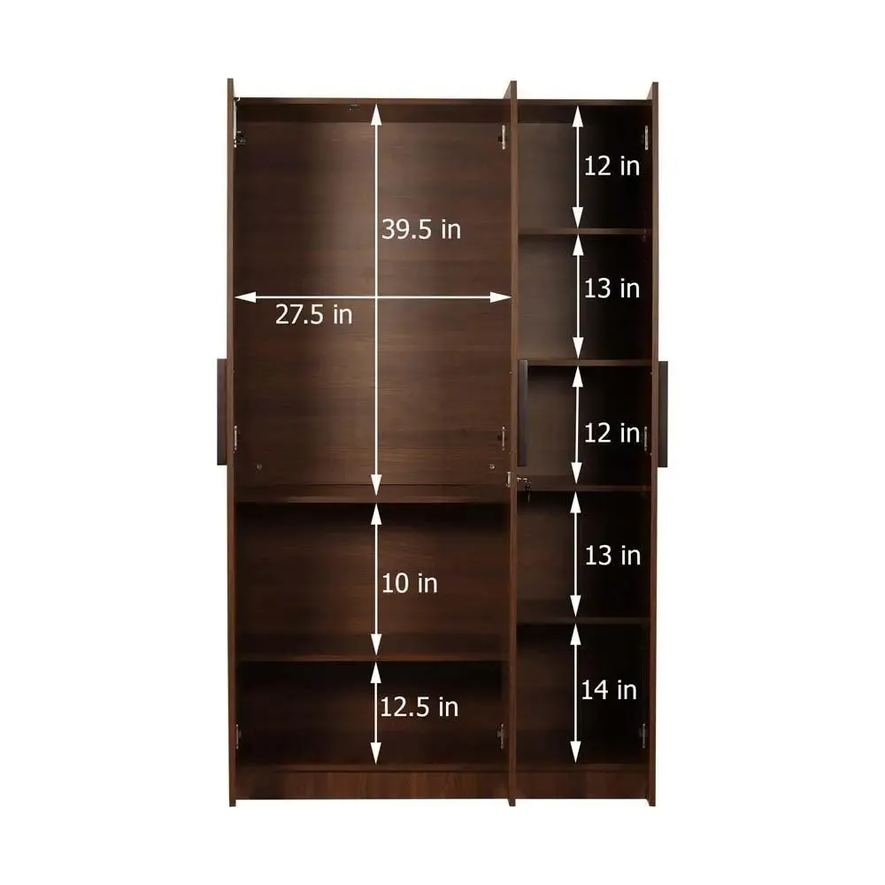 Teak Engineered Wood 3 Door Wardrobe