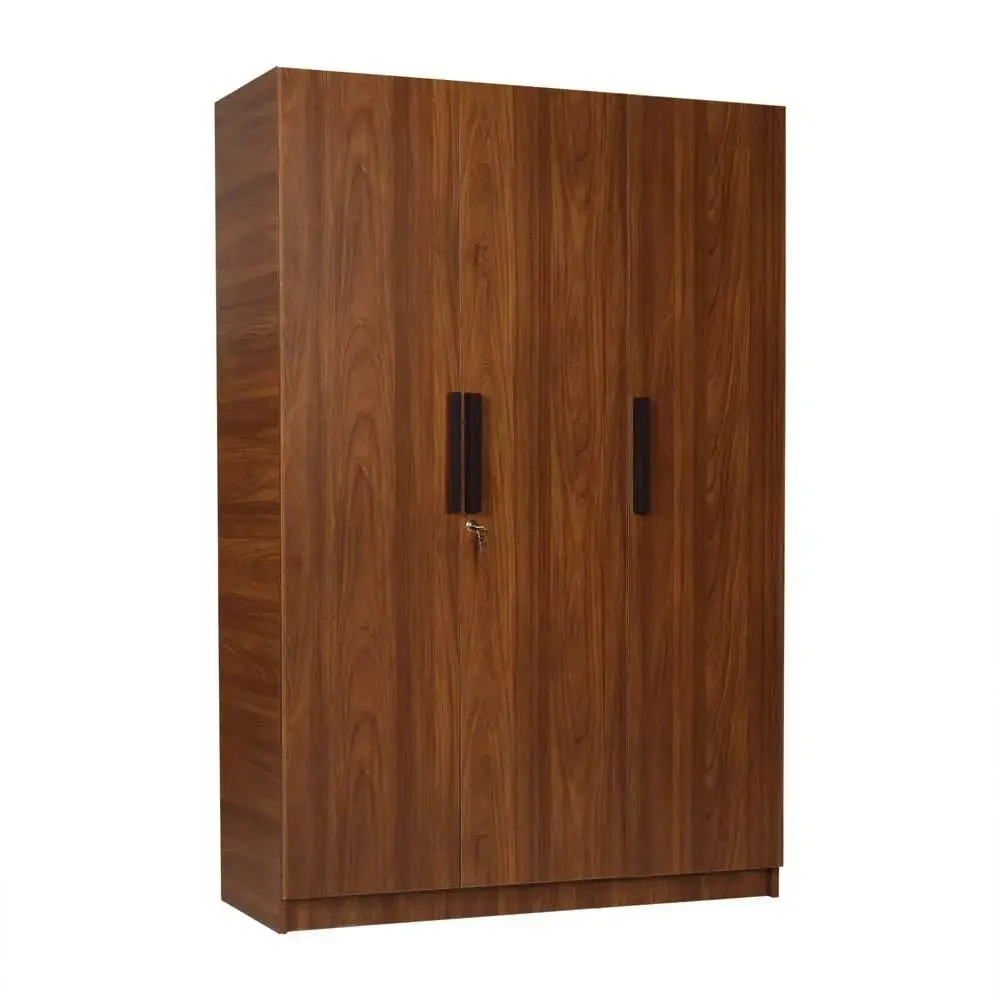 Teak Engineered Wood 3 Door Wardrobe