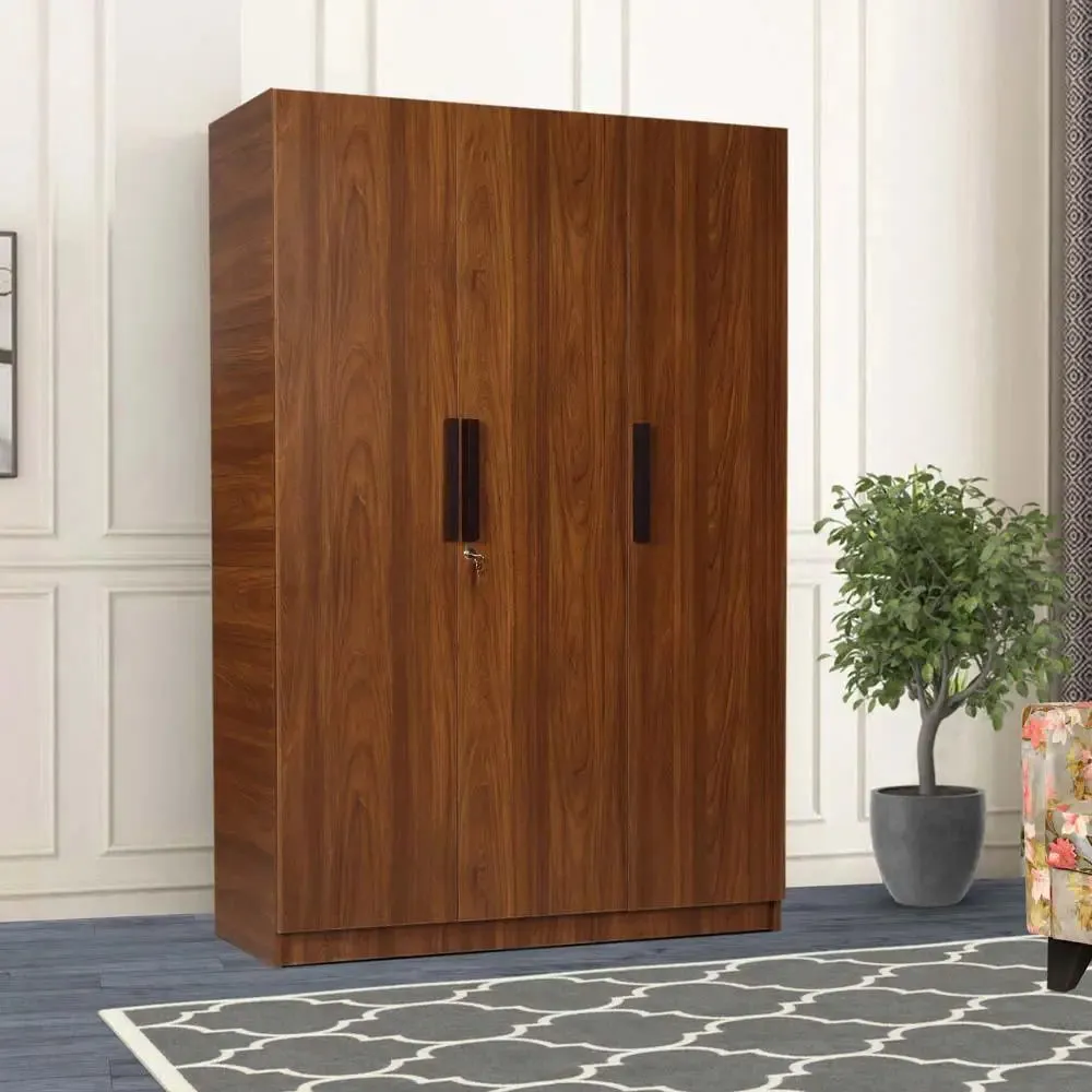 Teak Engineered Wood 3 Door Wardrobe