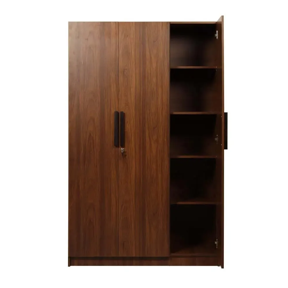 Teak Engineered Wood 3 Door Wardrobe