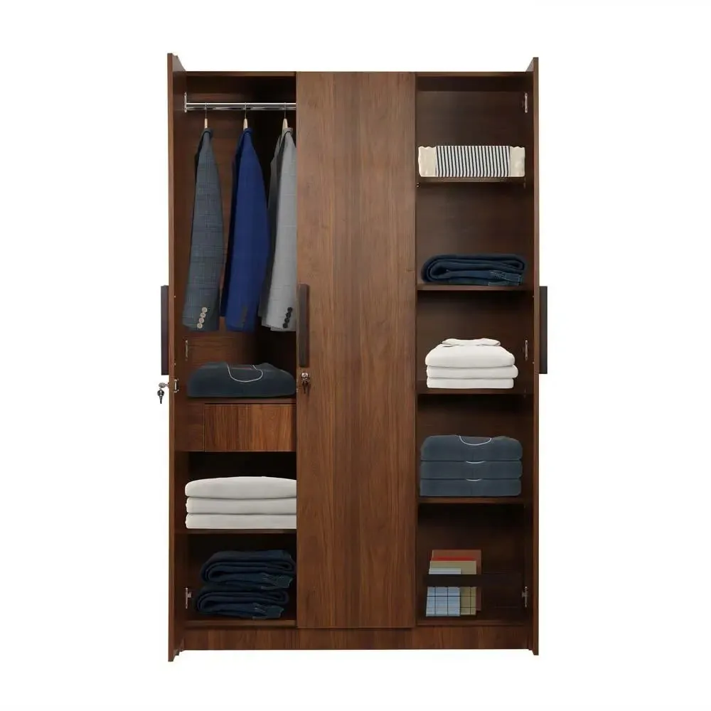 Teak Engineered Wood Laminated 3 Door Wardobe