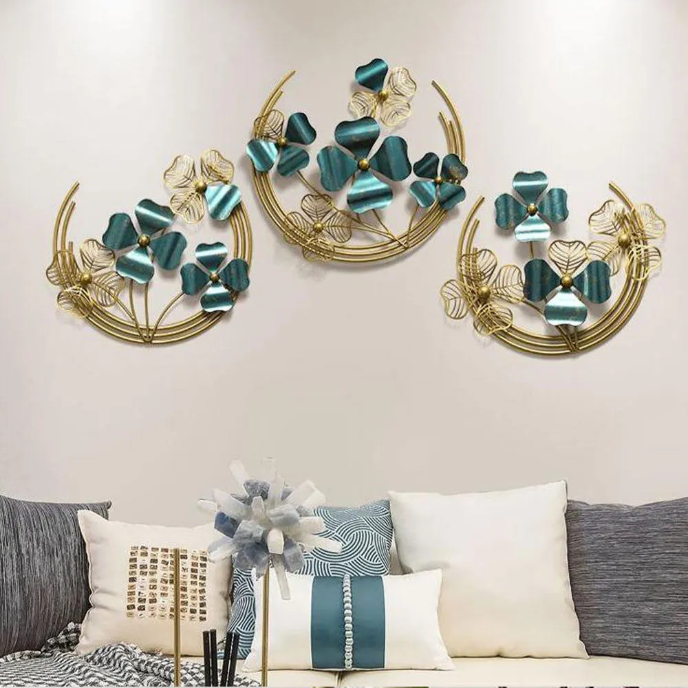 Teal & Golden Crescent Designer Metal Wall Art