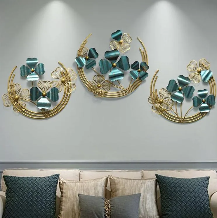 Teal & Golden Crescent Designer Metal Wall Art