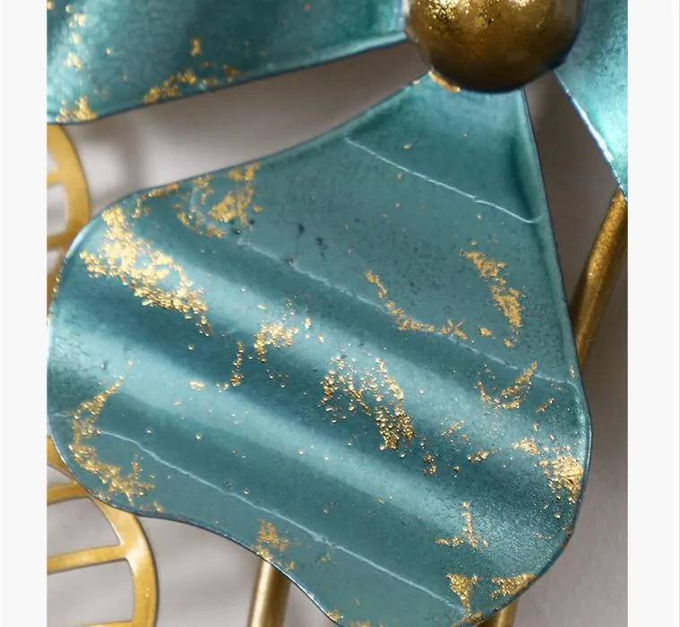 Teal & Golden Crescent Designer Metal Wall Art