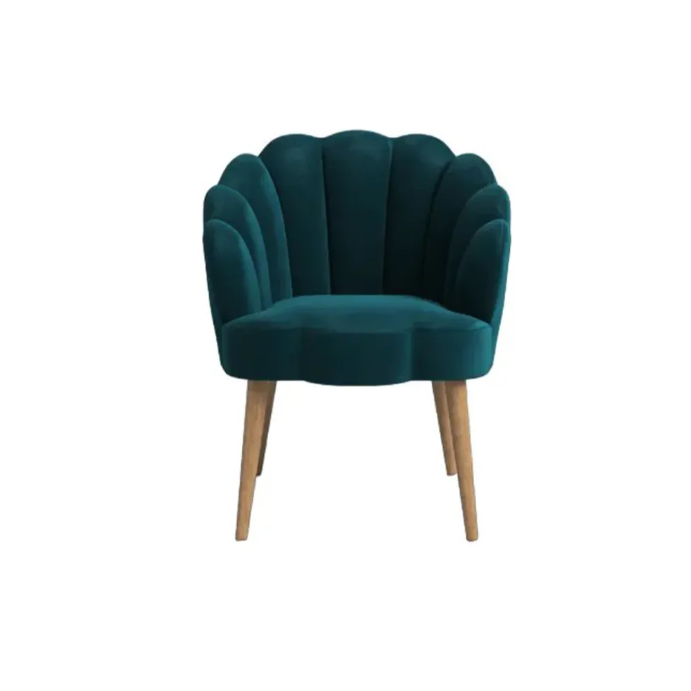 Teal Scalloped Elegant Accent Chair Single