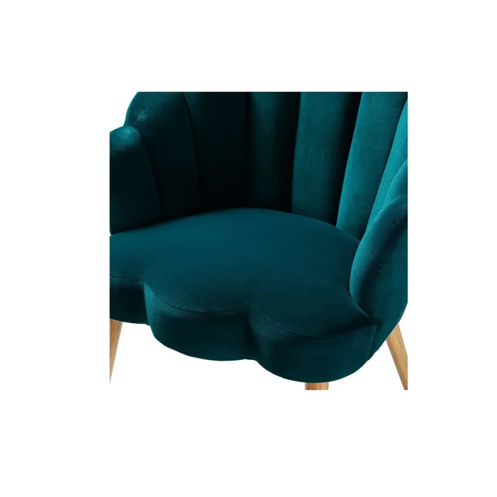 Teal Scalloped Elegant Accent Chair Single