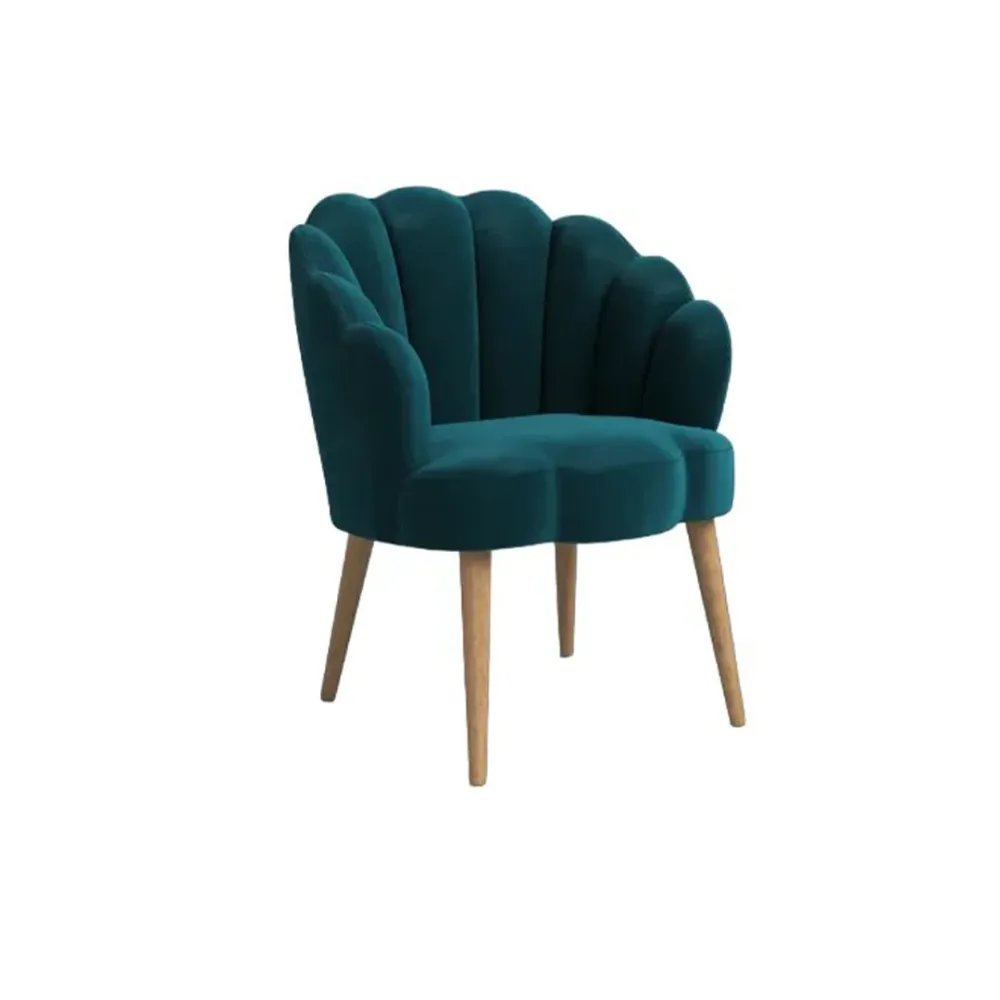 Teal Scalloped Elegant Accent Chair Single