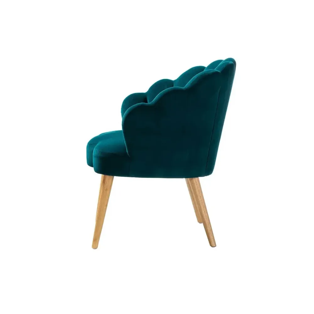 Teal Scalloped Elegant Accent Chair Single