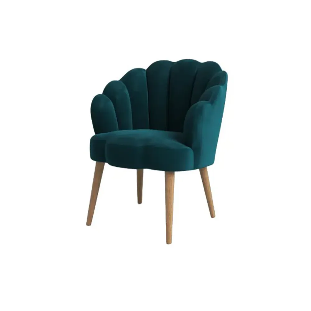 Teal Scalloped Elegant Accent Chair Single