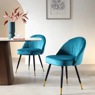 Teal Velvet Accent Chair with Upholstery