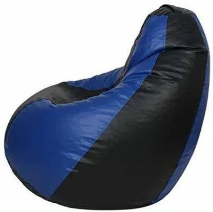 Tear Drop Designed Black & Blue Bean Bag Cover  (L,XL,XXL,XXXL, Jumbo) Large (34x21x21 cm)