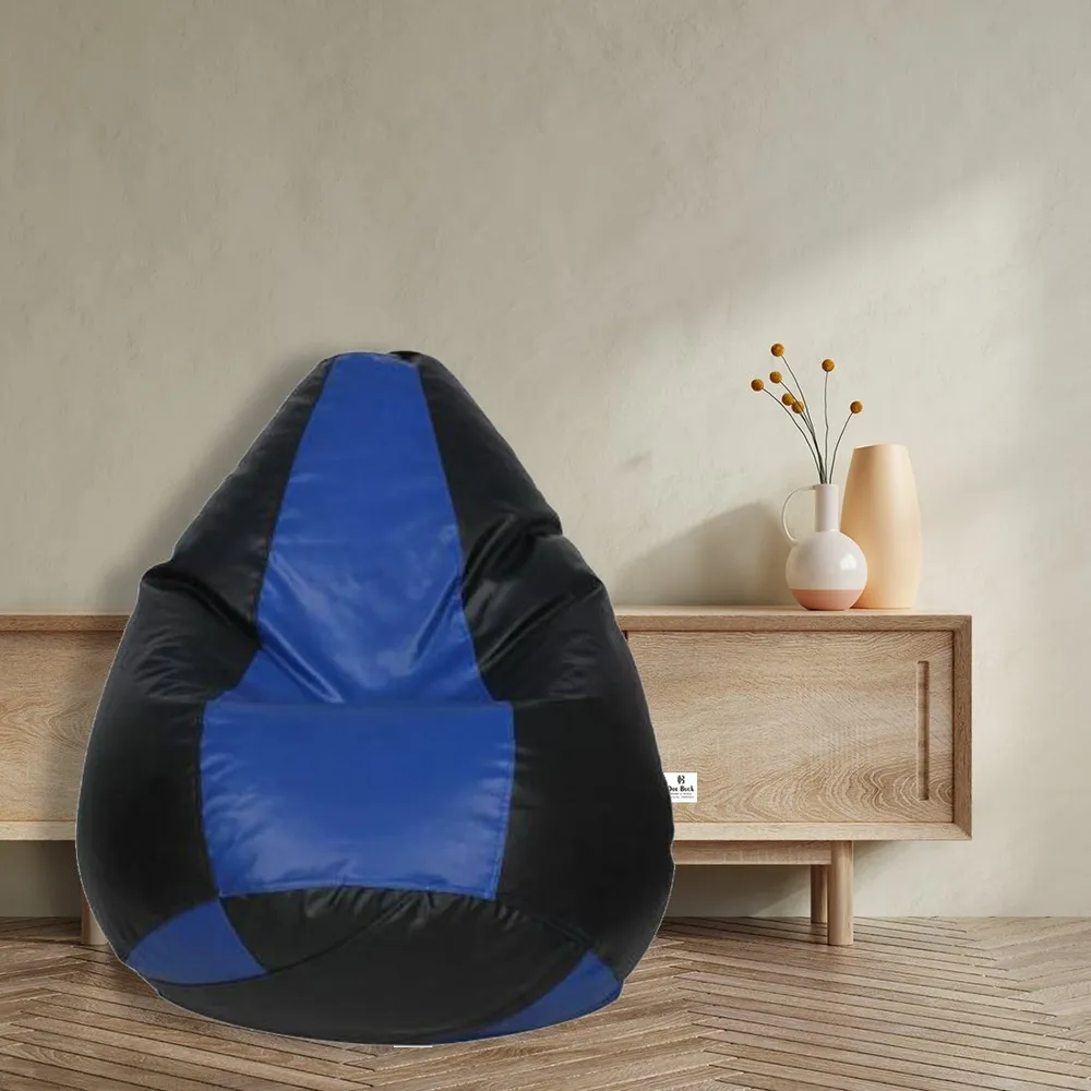 Tear Drop Designed Black & Blue Bean Bag Cover  (L,XL,XXL,XXXL, Jumbo) Large (34x21x21 cm)