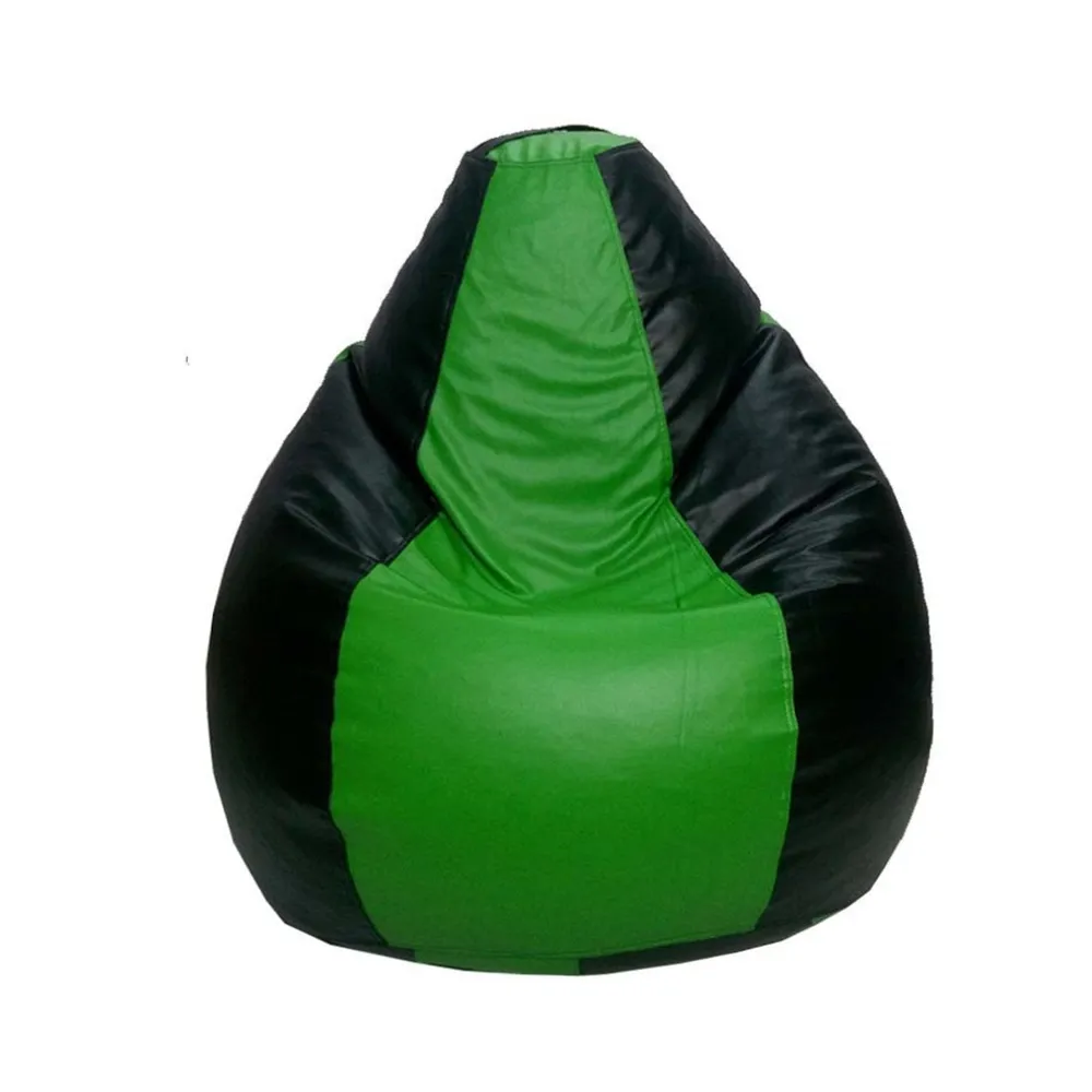 Tear Drop Designed Black & Green Bean Bag Cover  (L,XL,XXL,XXXL, Jumbo) Large - 34x21x21 cm