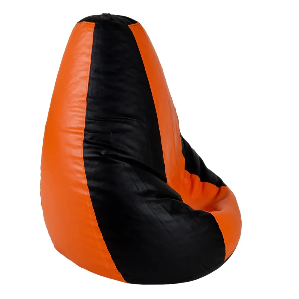 Tear Drop Designed Black & Orange Bean Bag Cover  (L,XL,XXL,XXXL, Jumbo) Large - 34x21x21 cm