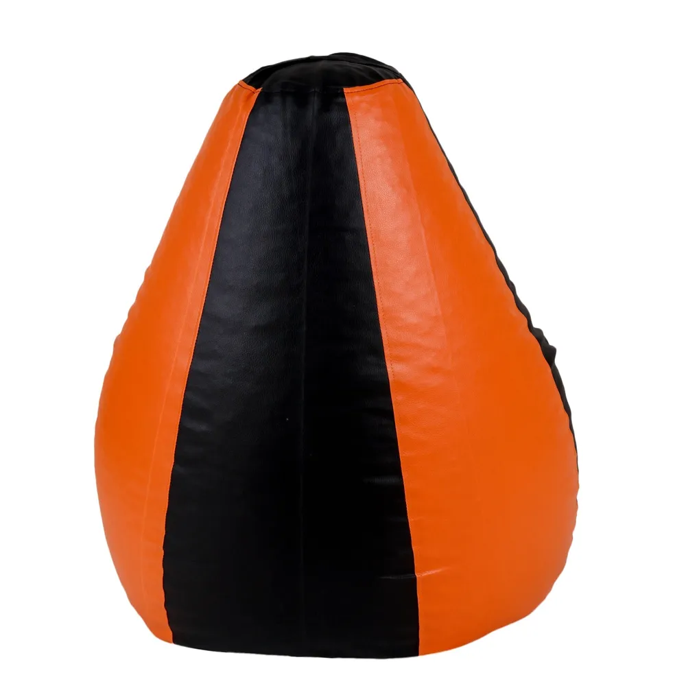 Tear Drop Designed Black & Orange Bean Bag Cover  (L,XL,XXL,XXXL, Jumbo) Large - 34x21x21 cm