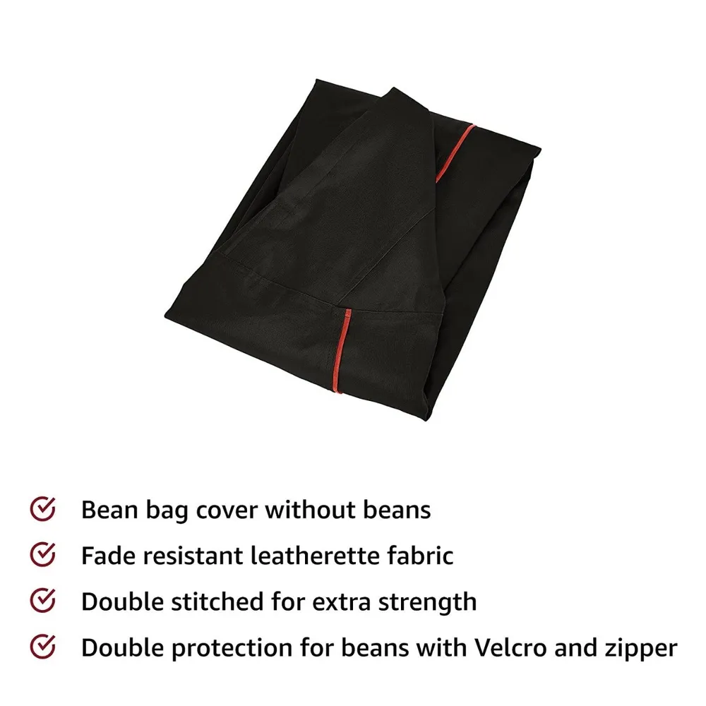 Tear Drop Designed Black & Red Bean Bag Cover (L,XL,XXL,XXXL, Jumbo) Large - 34x21x21 cm