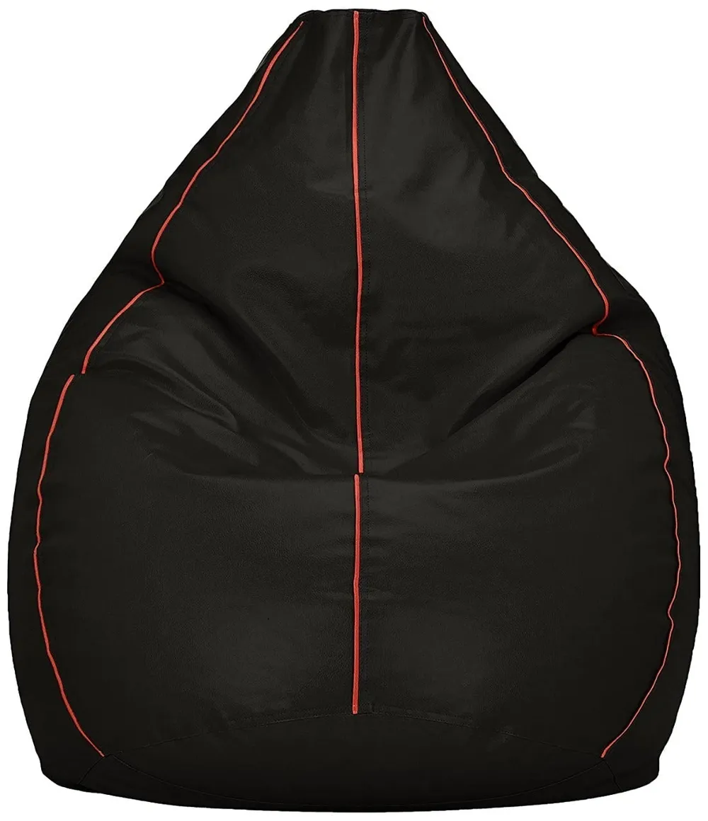 Tear Drop Designed Black & Red Bean Bag Cover (L,XL,XXL,XXXL, Jumbo) Large - 34x21x21 cm