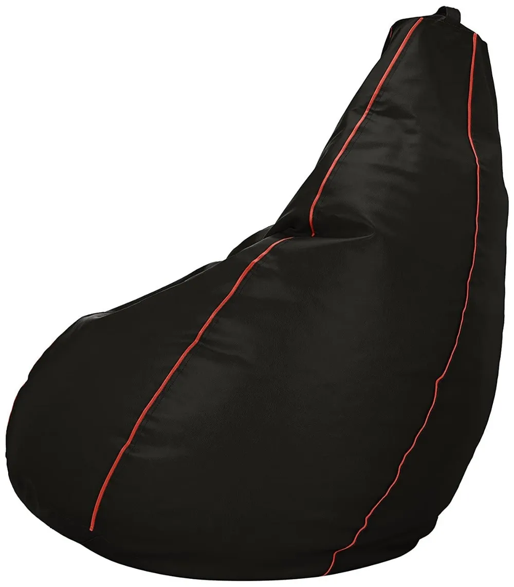 Tear Drop Designed Black & Red Bean Bag Cover (L,XL,XXL,XXXL, Jumbo) Large - 34x21x21 cm
