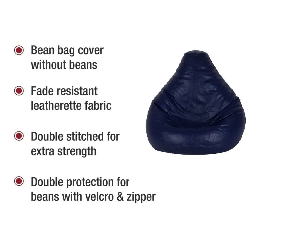 Tear Drop Designed Blue Bean Bag Cover  (L,XL,XXL,XXXL, Jumbo) Large - 34x21x21 cm