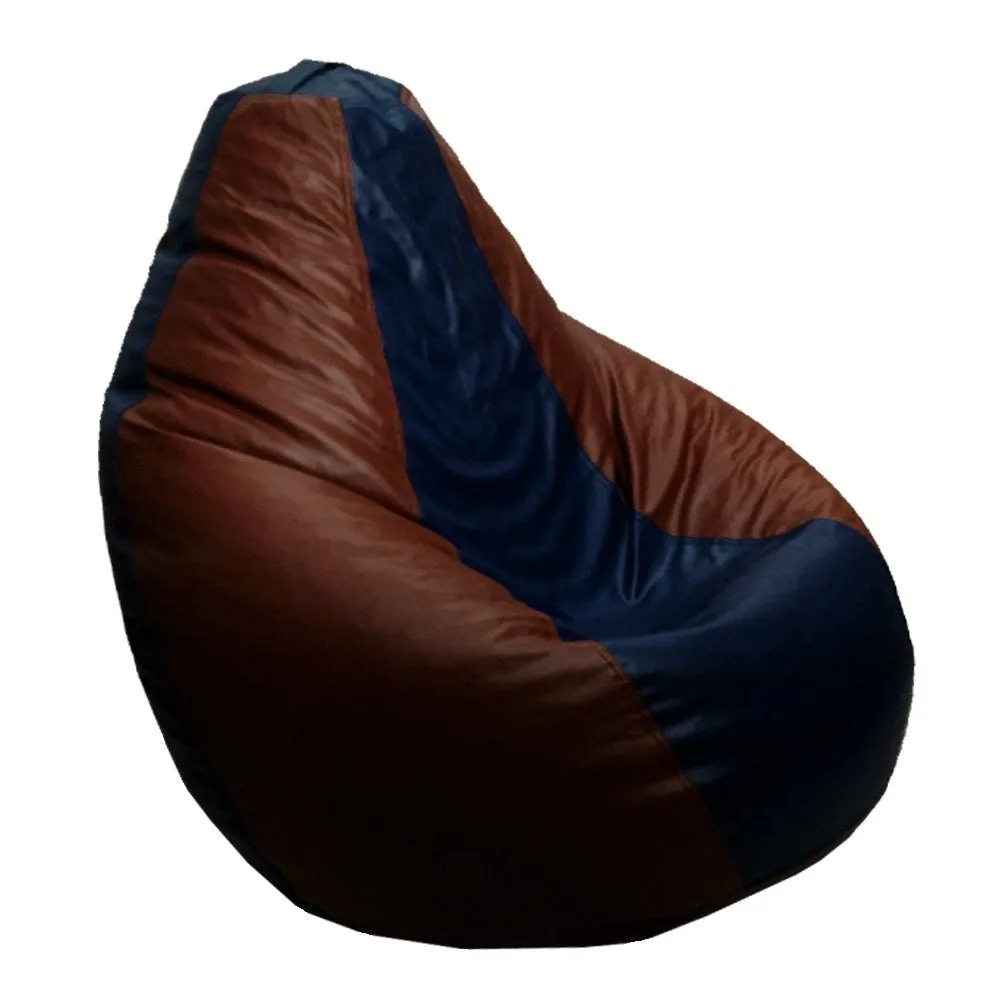 Tear Drop Designed Brown& Blue Bean Bag Cover  (L,XL,XXL,XXXL, Jumbo) Large- 34x21x21 cm