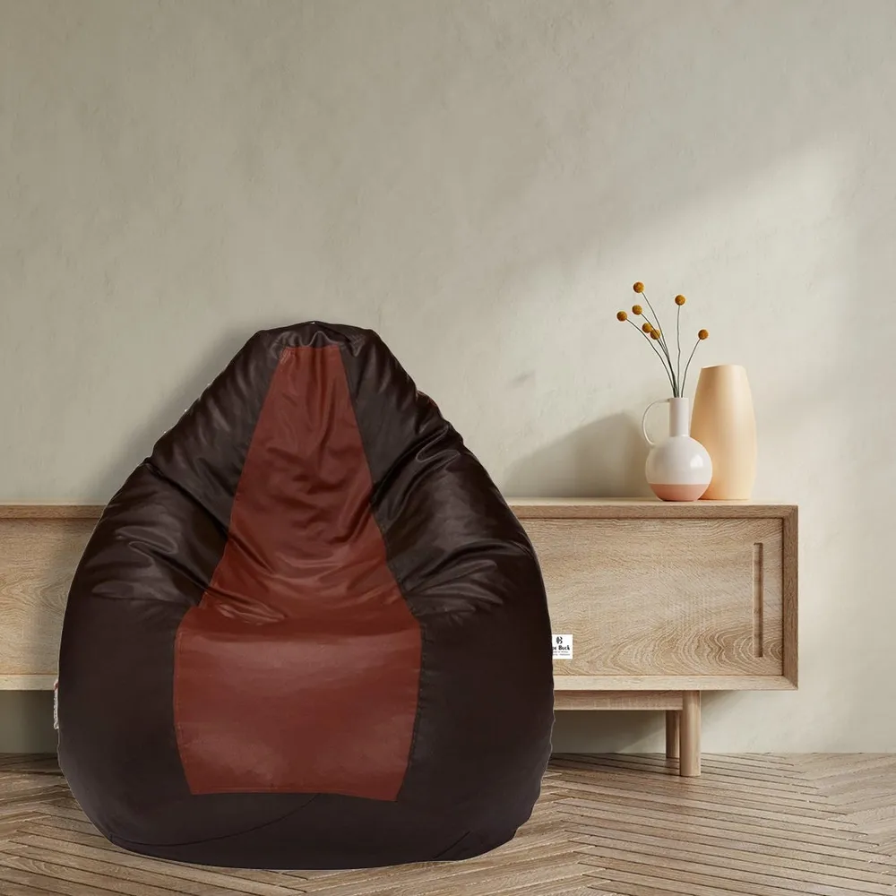 Tear Drop Designed Brown Tan Bean Bag Cover  (L,XL,XXL,XXXL, Jumbo) Large - 34x21x21 cm