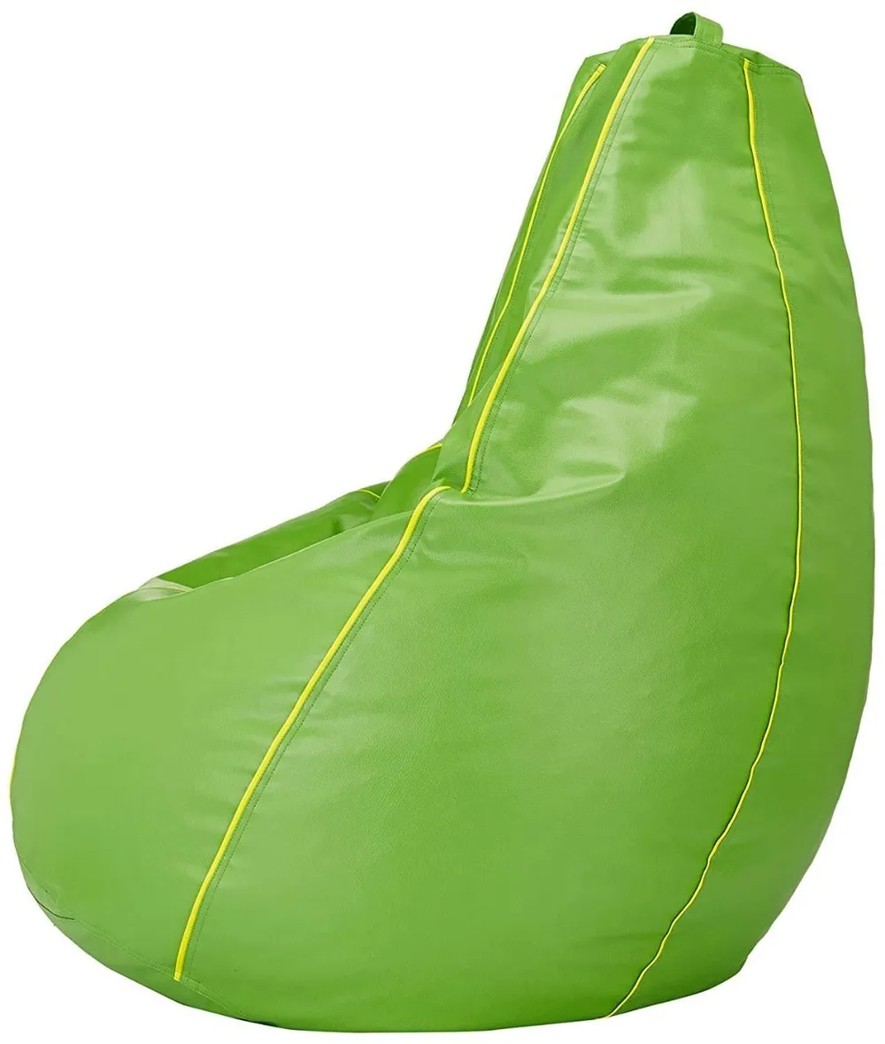 Tear Drop Designed Green & Yellow Bean Bag Cover  (L,XL,XXL,XXXL, Jumbo) Large - 34x21x21 cm