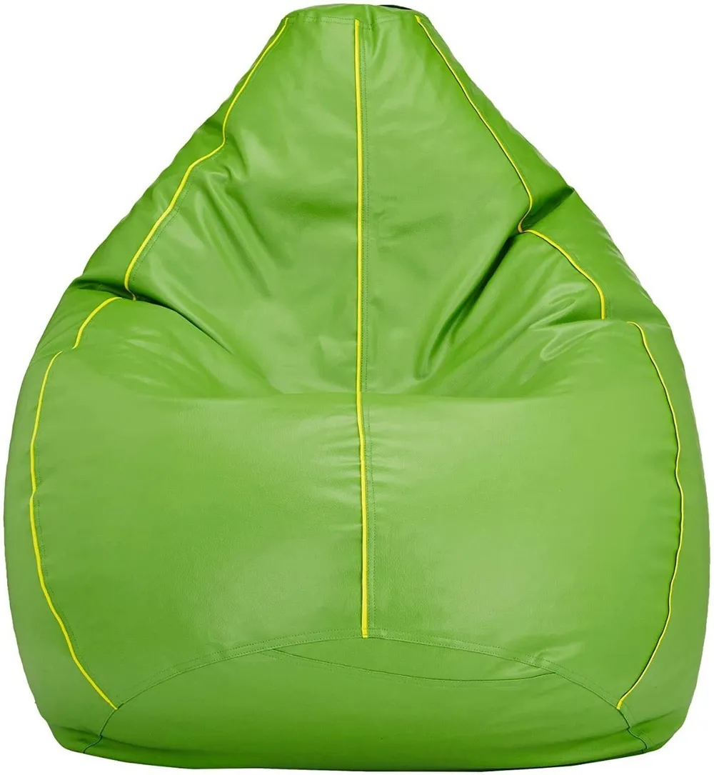 Tear Drop Designed Green & Yellow Bean Bag Cover  (L,XL,XXL,XXXL, Jumbo) Large - 34x21x21 cm