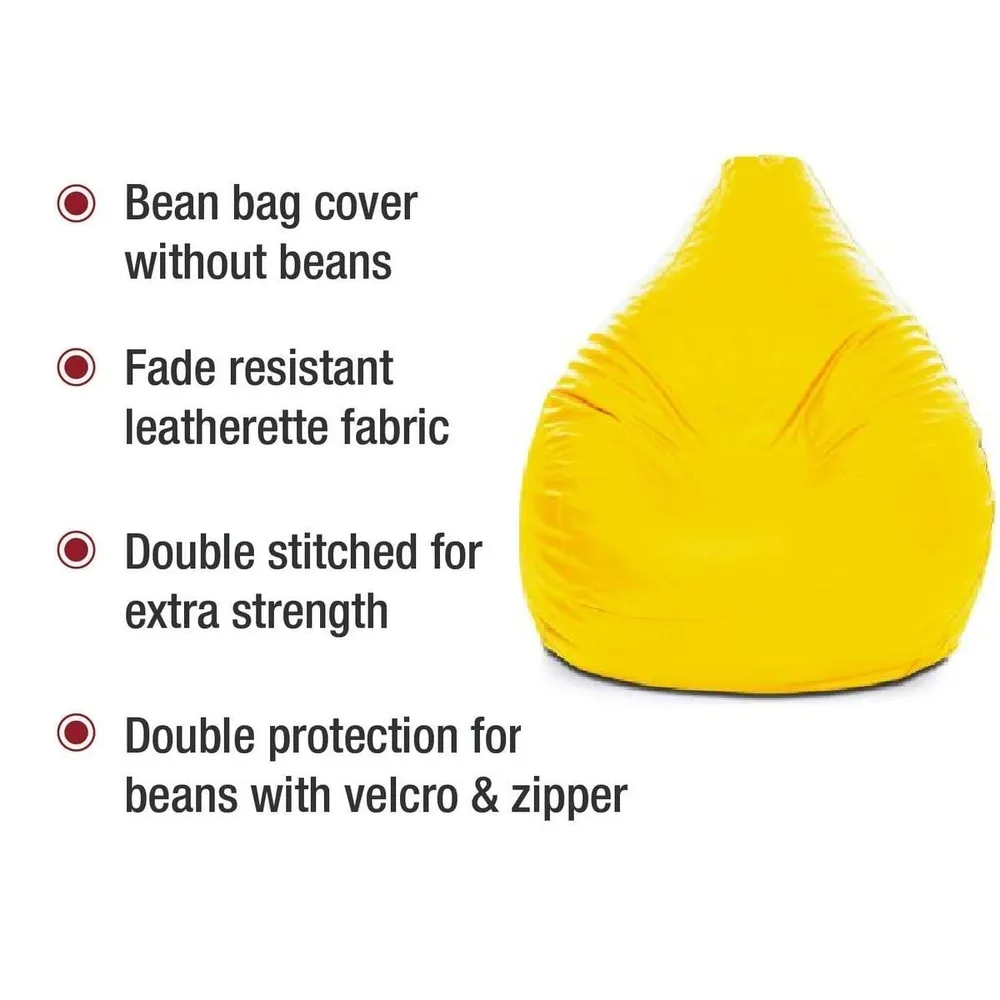 Tear Drop Designed Lime Yellow Bean Bag Cover  (L,XL,XXL,XXXL, Jumbo) Large - 34x21x21 cm