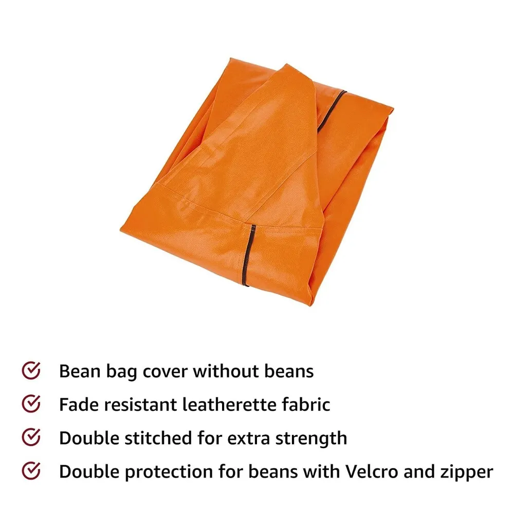 Tear Drop Designed Orange & Black Bean Bag Cover  (L,XL,XXL,XXXL, Jumbo) Large - 34x21x21 cm