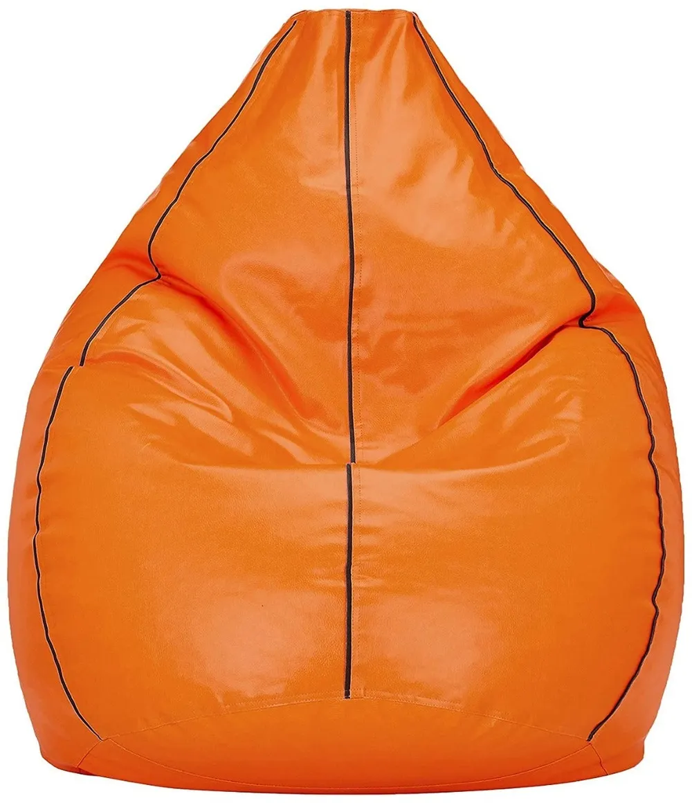 Tear Drop Designed Orange & Black Bean Bag Cover  (L,XL,XXL,XXXL, Jumbo) Large - 34x21x21 cm