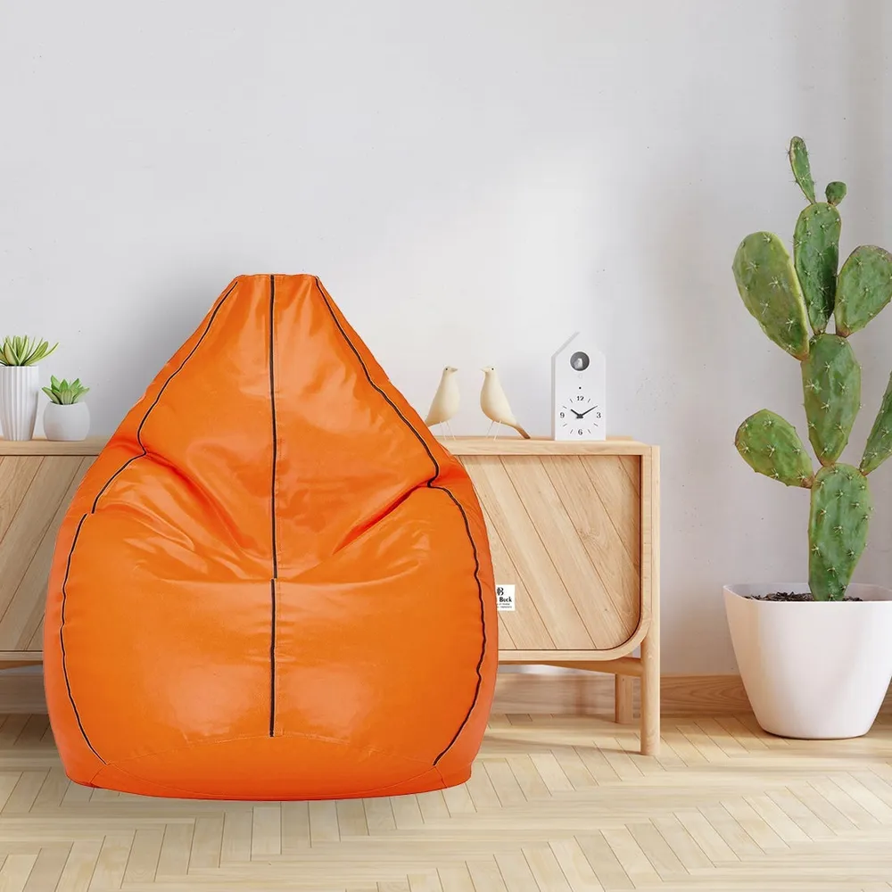 Tear Drop Designed Orange & Black Bean Bag Cover  (L,XL,XXL,XXXL, Jumbo) Large - 34x21x21 cm