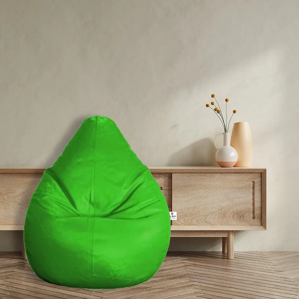 Tear Drop Designed Pea Green Bean Bag Cover  (L,XL,XXL,XXXL, Jumbo) Large - 34x21x21 cm