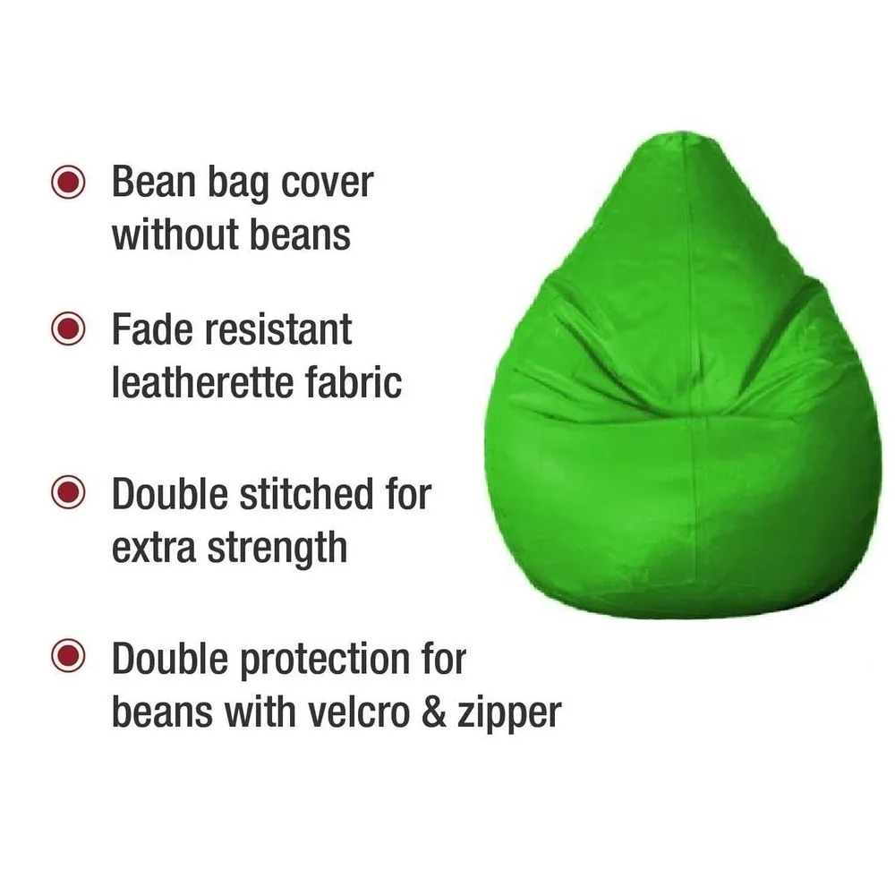 Tear Drop Designed Pea Green Bean Bag Cover  (L,XL,XXL,XXXL, Jumbo) Large - 34x21x21 cm