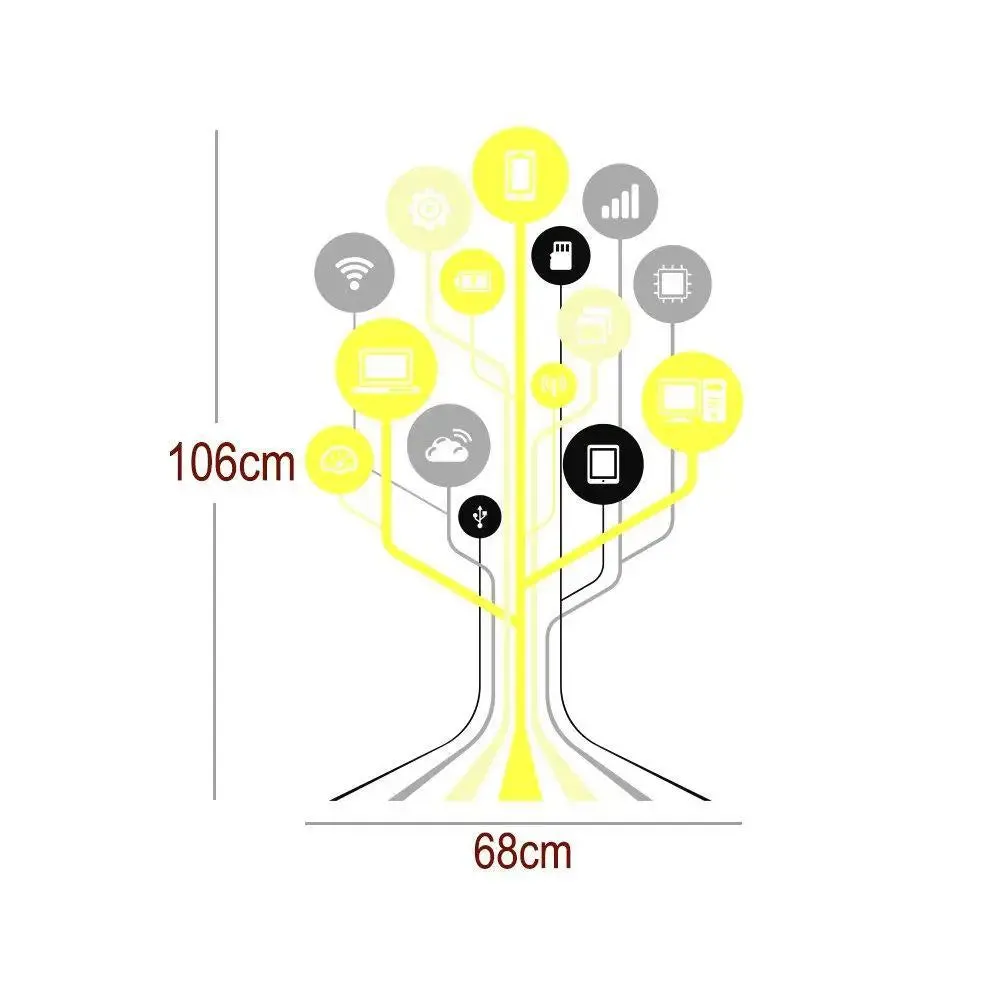 Technology Tech Tree Self Adhesive Vinyl Wall Sticker for Office Decor 68 x 106 cm