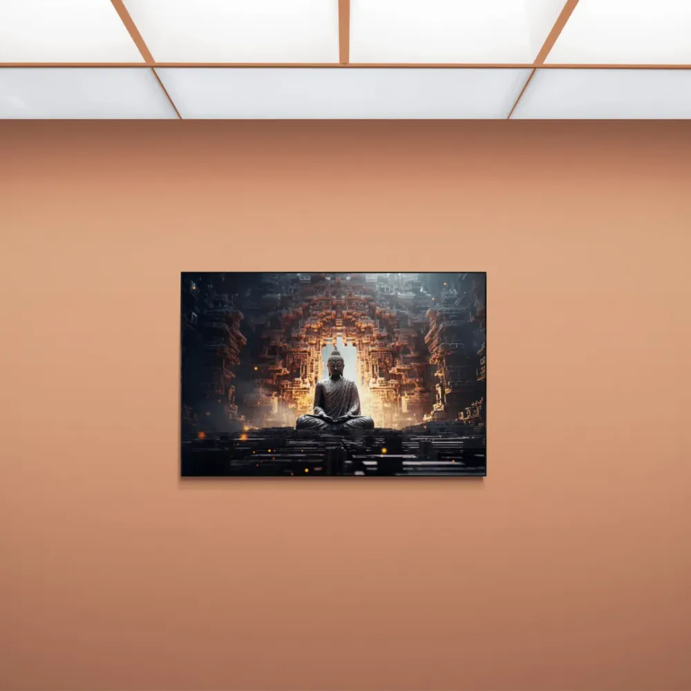 Temple of Light Buddha Canvas Wall Painting With Frame