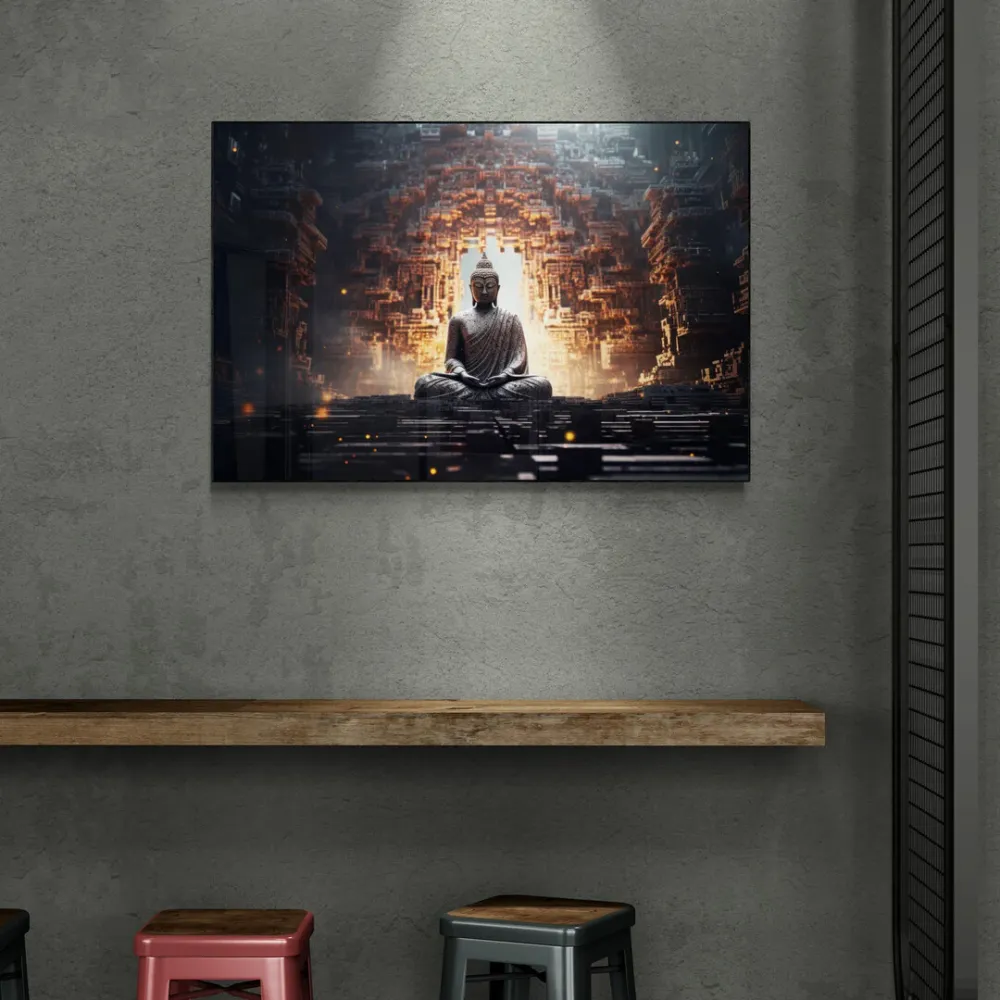 Temple of Light Buddha Canvas Wall Painting With Frame
