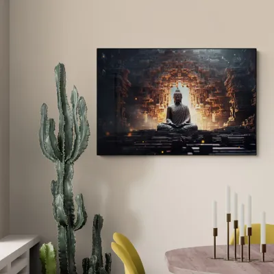 Temple of Light Buddha Canvas Wall Painting