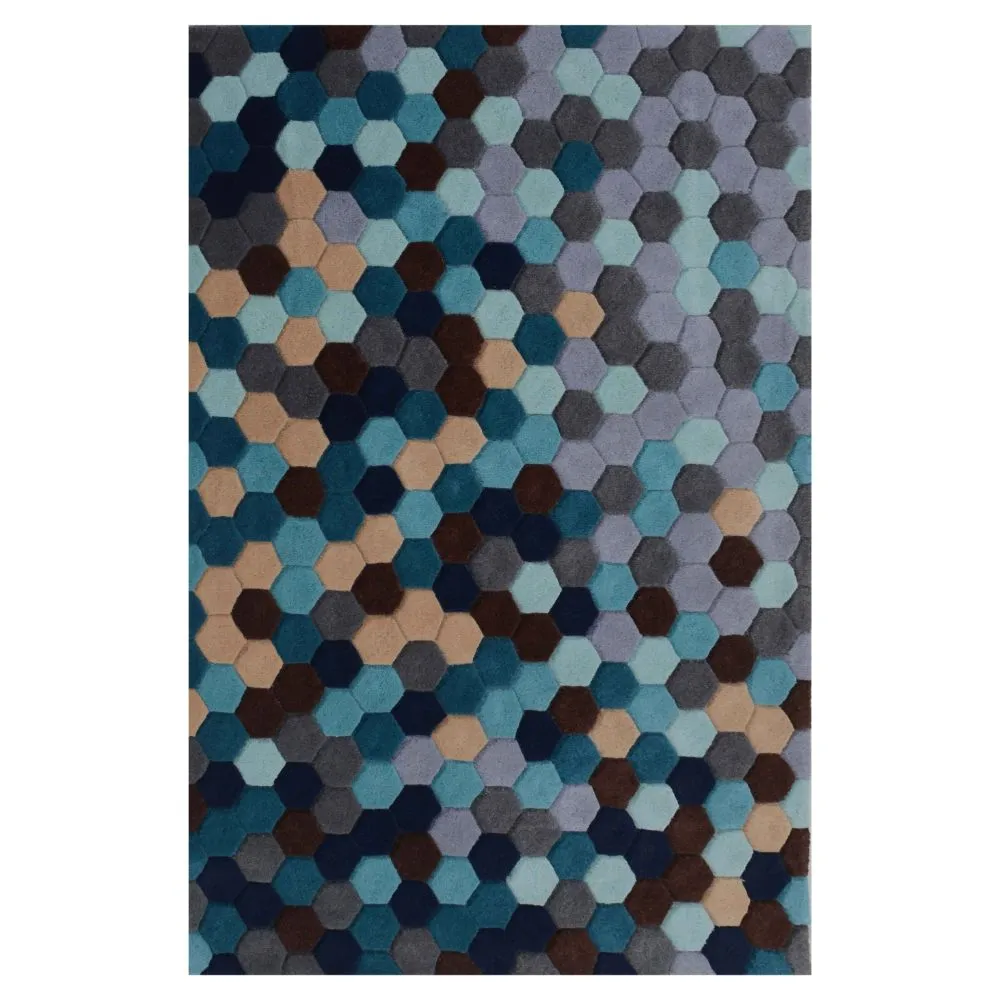 Tessellation Pattern Dive Into Blue Area Carpet 2*5ft