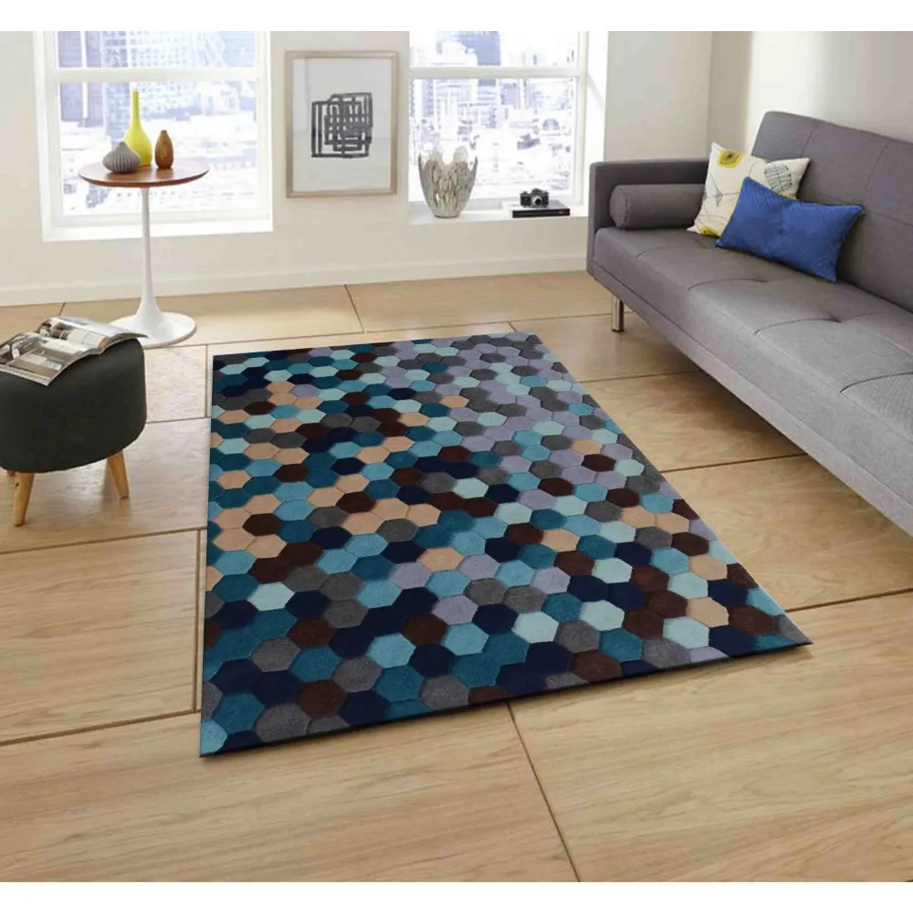 Tessellation Pattern Dive Into Blue Area Carpet 2*5ft
