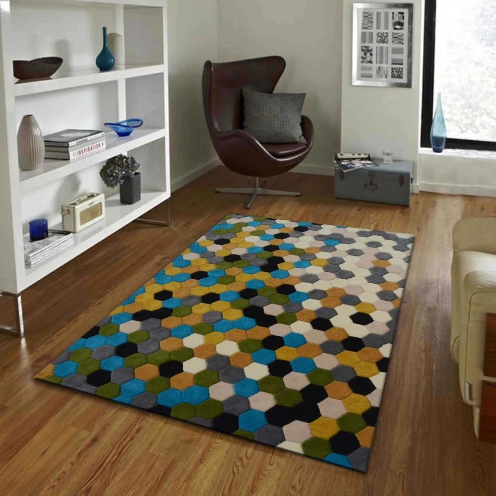 Tessellation Pattern Shades Of Blue Area Carpet 2*5ft