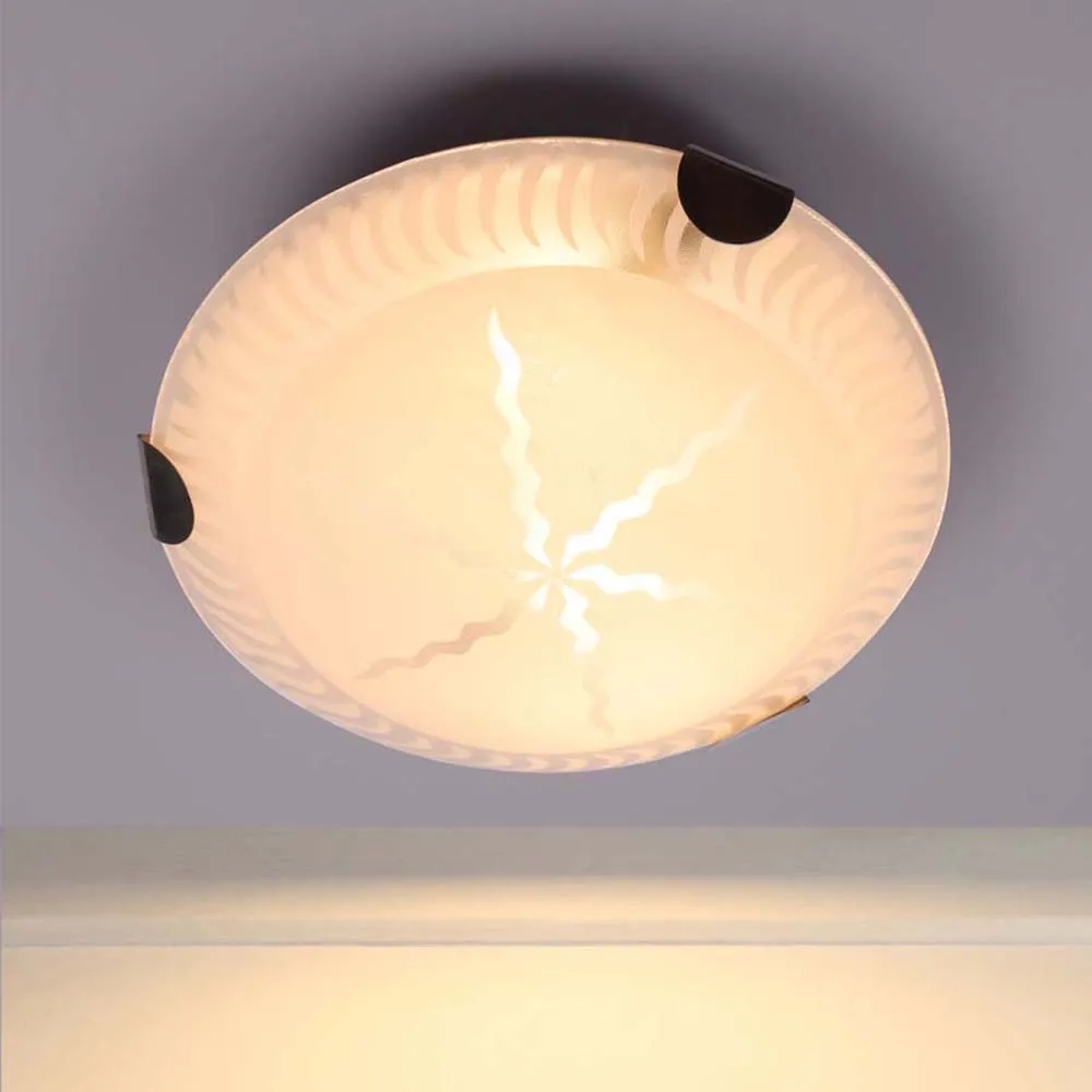 Textured Big White Flush Mount Light