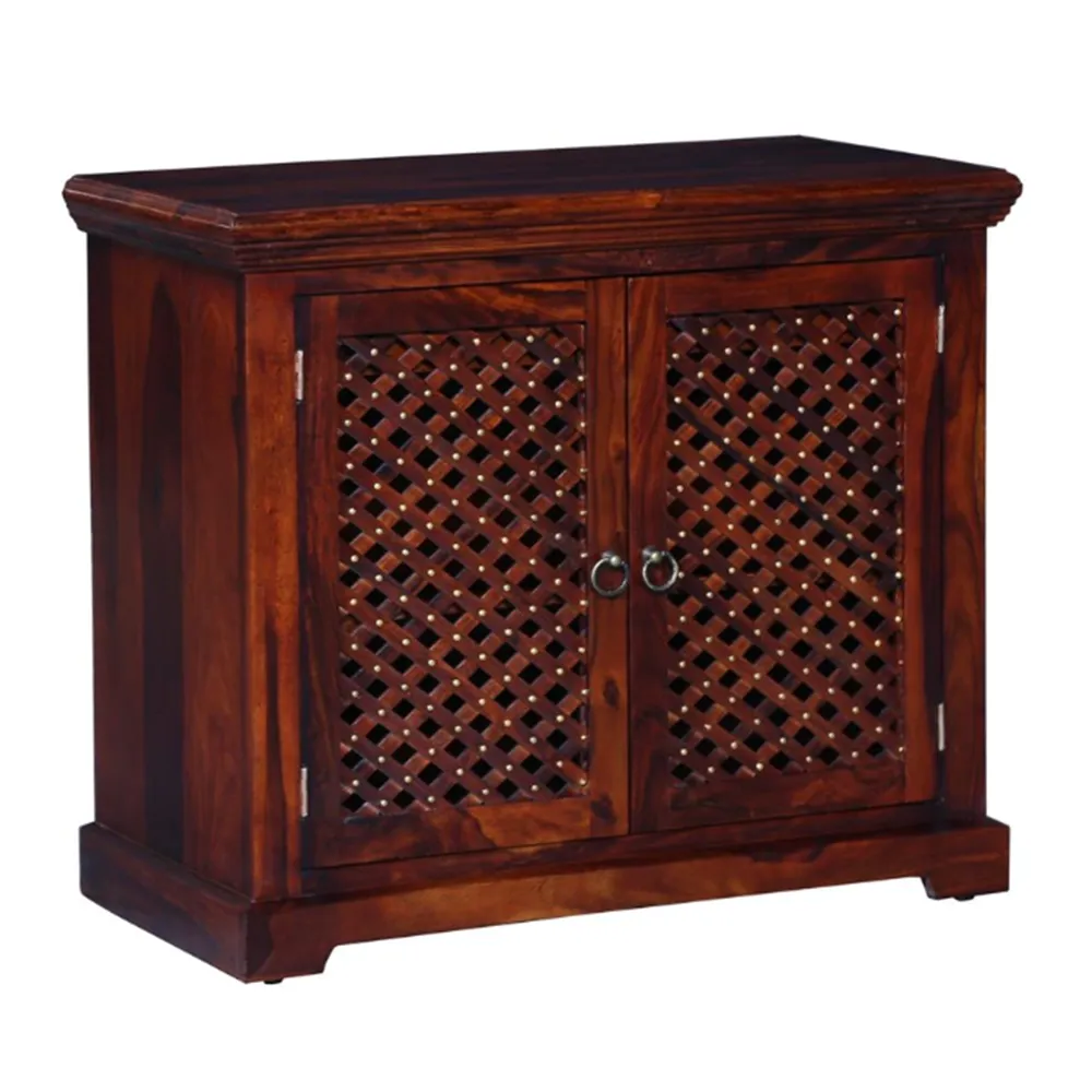 Textured Chocolate Brown Sheesham Wood Cabinet