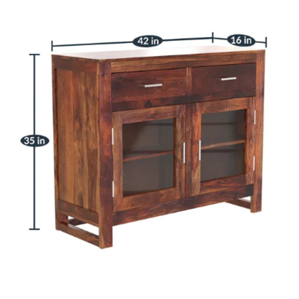Textured Chocolate Brown Sheesham Wood Cabinet