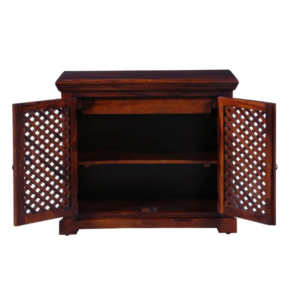 Textured Chocolate Brown Sheesham Wood Cabinet