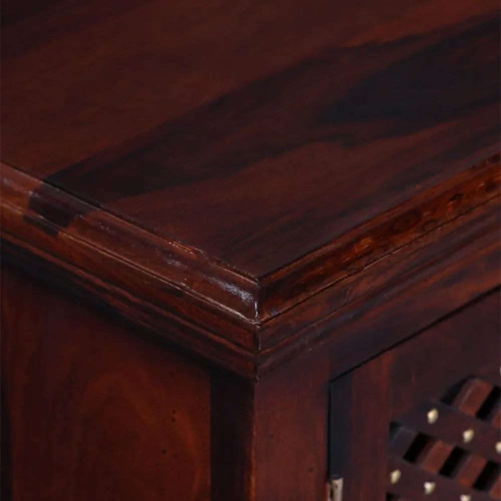 Textured Chocolate Brown Sheesham Wood Cabinet