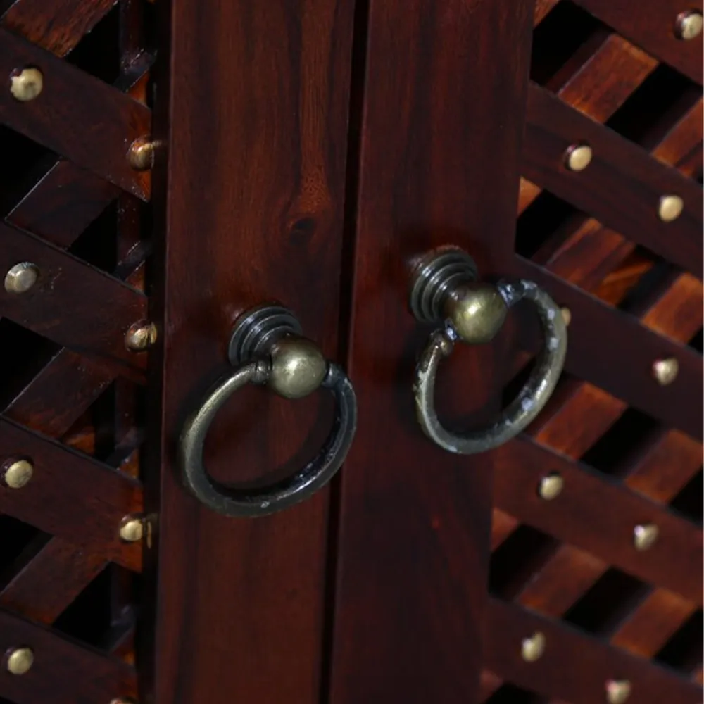 Textured Chocolate Brown Sheesham Wood Cabinet