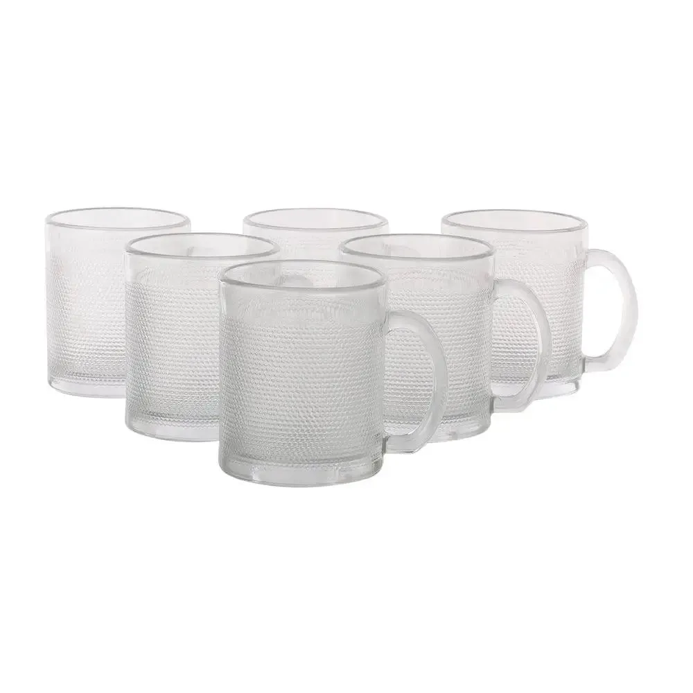 Textured Standard Glass Mugs Set Of 6