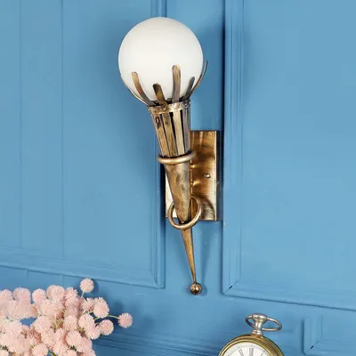 The Ancient Torch Frosted Glass Wall Sconce