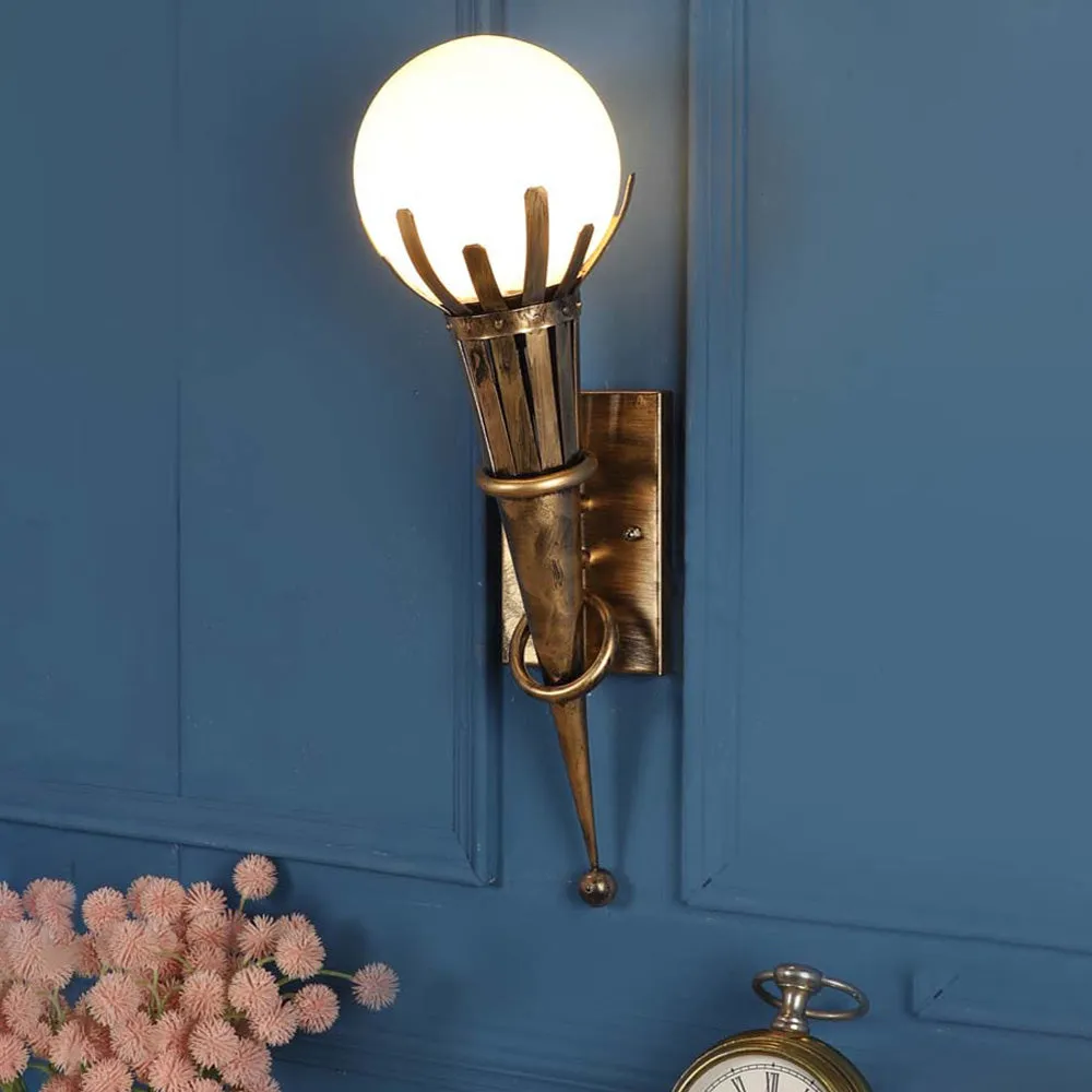 The Ancient Torch Frosted Glass Wall Sconce Single Piece